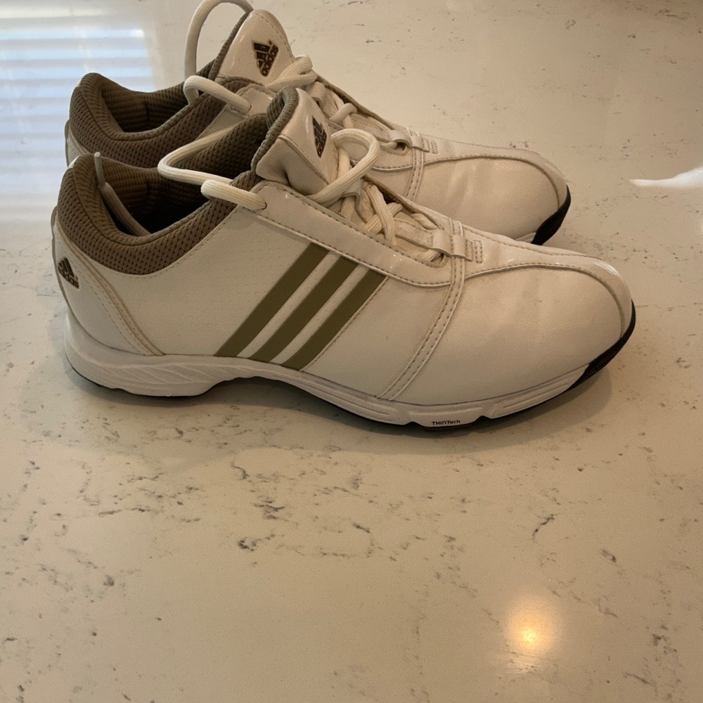 Adidas Women’s Golf Shoes Sz 6.5 White/Taupe Comfort Grip ONLY WORN ONCE!! - Picture 3 of 8